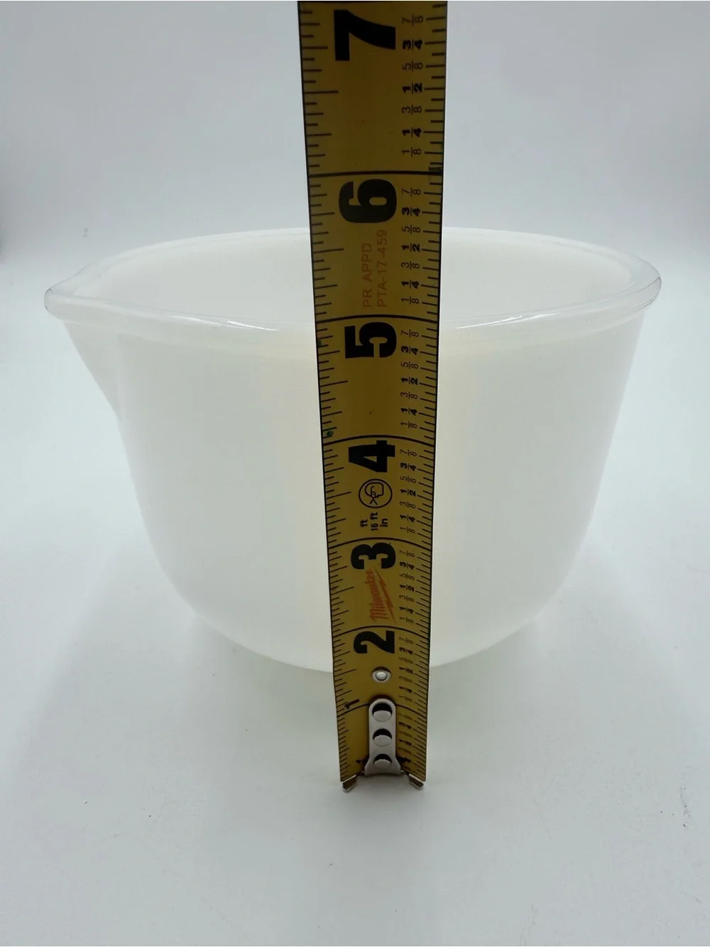 Vintage Glasbake For Sunbeam Milk Glass Small Mixing Bowl w Spout 20CJ Excellent